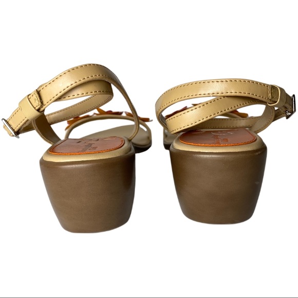 NWT Montego Bay Club Orange Pink Rhinestone Floral Strappy Sandals Flowers - Picture 5 of 8